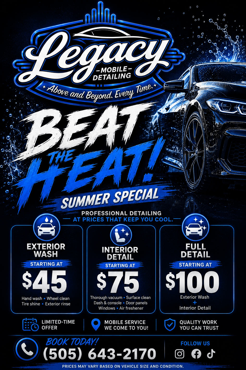 Legacy Mobile Detailing Beat the Heat summer special
